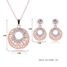 Load image into Gallery viewer, 2pc Bridal - Rose Color - Full Diamond Necklace + Earrings
