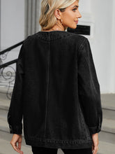 Load image into Gallery viewer, Pocketed V-Neck Button Up Denim Jacket
