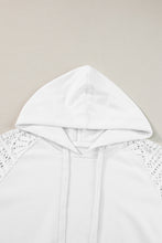 Load image into Gallery viewer, White Lace Patchwork Sleeve Drawstring Hoodie
