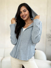 Load image into Gallery viewer, Culture Code Full Size Ribbed Zip Up Drawstring Hooded Jacket
