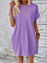 Load image into Gallery viewer, Pocketed Round Neck Short Sleeve Dress
