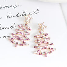 Load image into Gallery viewer, Christmas Tree Rhinestone Alloy Earrings
