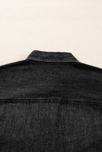 Load image into Gallery viewer, Black Flap Pocket Buttons Collared Jean Jacket
