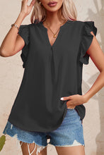 Load image into Gallery viewer, Ruffled Notched Cap Sleeve Blouse
