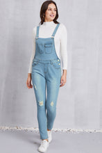 Load image into Gallery viewer, Distressed Washed Denim Overalls with Pockets
