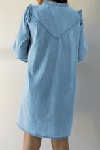 Load image into Gallery viewer, Myosotis Ruffled V Neck Buttoned Shift Denim Dress
