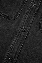 Load image into Gallery viewer, Black Flap Pocket Buttons Collared Jean Jacket
