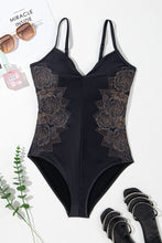 Load image into Gallery viewer, Embroidered V-Neck One-Piece Swimwear
