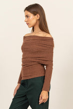 Load image into Gallery viewer, HYFVE Fuzzy Off Shoulder Textured Knit Top
