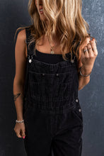 Load image into Gallery viewer, Black Adjustable Buckle Straps Multi Pocket Denim Overalls
