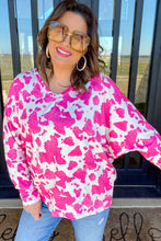 Load image into Gallery viewer, Rose Animal Print Long Sleeve V Neck Plus Size Top
