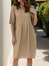 Load image into Gallery viewer, Full Size Round Neck Half Sleeve Dress with Pockets
