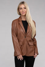 Load image into Gallery viewer, Sleek Pu Leather Blazer with Front Closure
