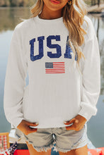 Load image into Gallery viewer, White USA Flag Corded Graphic Sweatshirt
