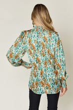 Load image into Gallery viewer, Double Take Full Size Printed Smocked Long Sleeve Blouse
