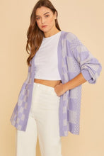 Load image into Gallery viewer, Annie Wear Checkered Open Front Drop Shoulder Cardigan
