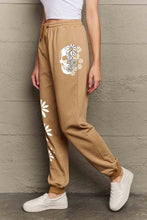 Load image into Gallery viewer, Simply Love Simply Love - Very Light Brown - Drawstring Flower &amp; Skull Graphic Long Sweatpants
