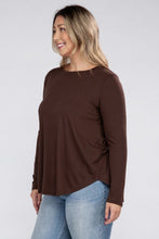 Load image into Gallery viewer, Plus Long Sleeve Round Neck Round Hem Top
