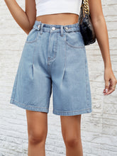 Load image into Gallery viewer, High Waist Denim Shorts with Pockets
