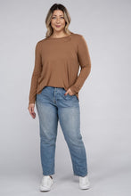 Load image into Gallery viewer, Plus Long Sleeve Round Neck Round Hem Top
