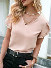 Load image into Gallery viewer, Frill V-Neck Short Sleeve Blouse
