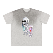 Load image into Gallery viewer, Vintage Washed Upper Body Grey Gradient on Aged Frayed T-Shirt
