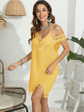 Load image into Gallery viewer, Tassel Scoop Neck Wide Strap Cover-Up
