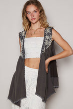 Load image into Gallery viewer, POL Embroidered Pearls Open Front Sleeveless Cardigan
