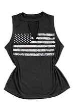 Load image into Gallery viewer, Black Cutout American Flag Print Tank Top
