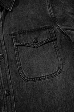 Load image into Gallery viewer, Black Flap Pocket Buttons Collared Jean Jacket
