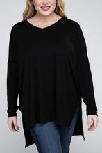 Load image into Gallery viewer, Plus Dolman Sleeve V-Neck Side Slit Hi-Low Hem Top
