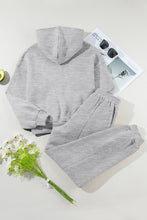 Load image into Gallery viewer, Gray Solid Exposed Seams Hoodie and Joggers Activewear Set
