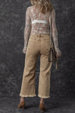 Load image into Gallery viewer, Light French Beige Acid Washed High Rise Cropped Wide Leg Jeans
