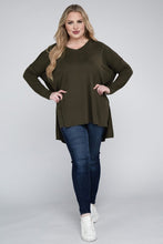 Load image into Gallery viewer, Plus Dolman Sleeve V-Neck Side Slit Hi-Low Hem Top
