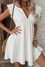 Load image into Gallery viewer, Eyelet Ruffled Cap Sleeve Mini Dress
