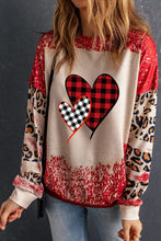 Load image into Gallery viewer, Heart Leopard Round Neck Sweatshirt
