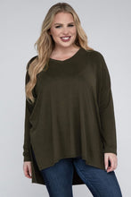 Load image into Gallery viewer, Plus Dolman Sleeve V-Neck Side Slit Hi-Low Hem Top
