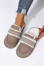 Load image into Gallery viewer, Gray Suede Wavy Striped Plush Lined Slippers
