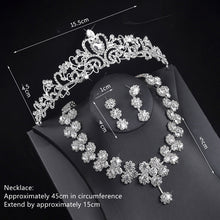 Load image into Gallery viewer, 3pc Set - Bridal Wedding Necklace + Earrings + Headwear Set
