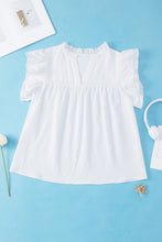 Load image into Gallery viewer, Plus Size Ruffled Notched Cap Sleeve Blouse
