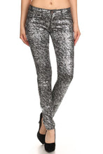 Load image into Gallery viewer, Low Rise Metallic Print Skinny Jeans Pants
