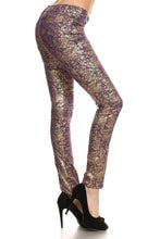 Load image into Gallery viewer, Low Rise Metallic Print Skinny Jeans Pants
