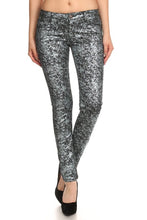 Load image into Gallery viewer, Low Rise Metallic Print Skinny Jeans Pants
