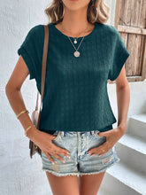 Load image into Gallery viewer, Textured Round Neck Short Sleeve Top
