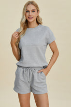 Load image into Gallery viewer, Double Take Full Size Texture Short Sleeve Top and Shorts Set
