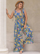 Load image into Gallery viewer, Plus Size Printed V-Neck Wide Leg Jumpsuit
