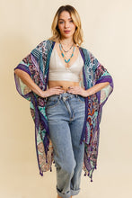 Load image into Gallery viewer, Paisley Print Open Front Kimono w/ Cinched Arms
