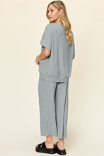 Load image into Gallery viewer, Double Take Full Size Texture Round Neck Short Sleeve T-Shirt and Wide Leg Pants
