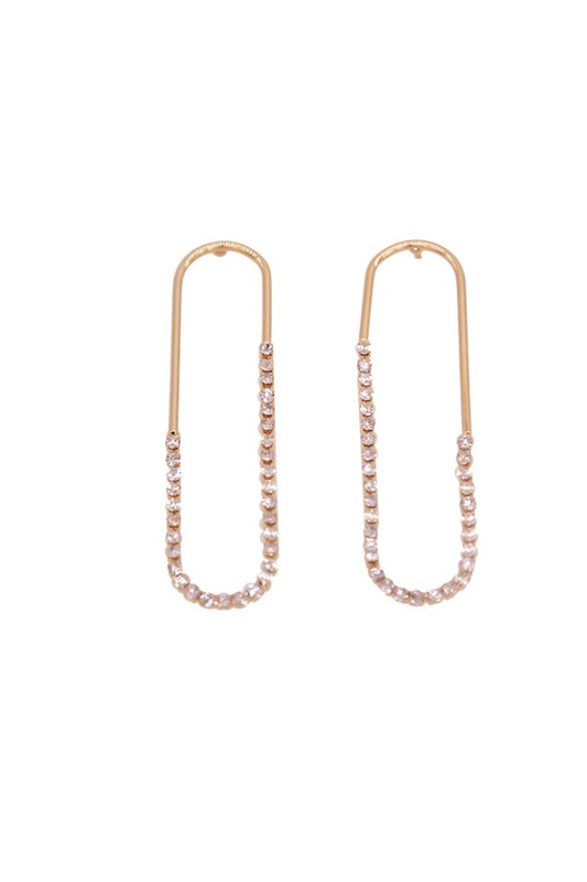 U RHINESTONE STUD DROP EARRINGS