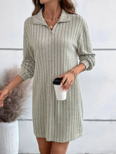 Load image into Gallery viewer, Ribbed Collared Neck Long Sleeve Dress
